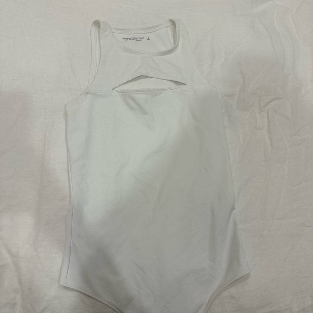 Abercrombie White Cut Out Tank Bodysuit